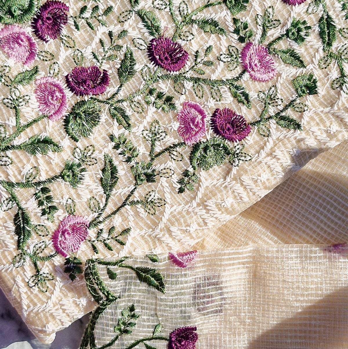 Vintage Meadow Threadwork Salwar Material
