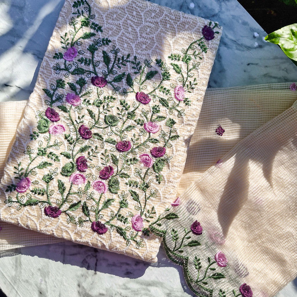 Vintage Meadow Threadwork Salwar Material
