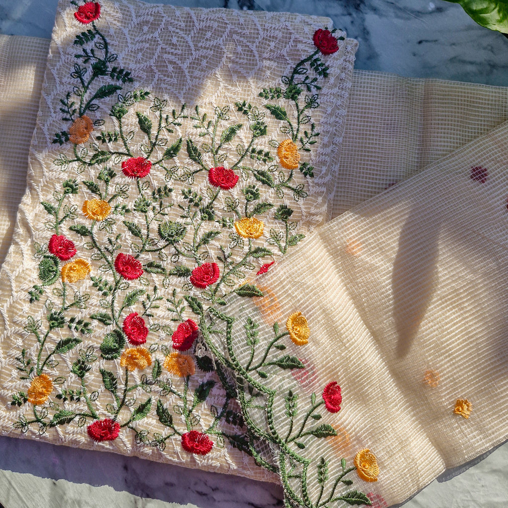 Vintage Meadow Threadwork Salwar Material
